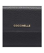 COCCINELLE METALLIC SOFT Pebbled leather wallet Black - Women’s Wallets - 3