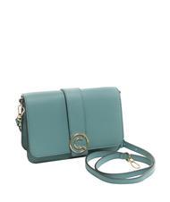 COCCINELLE TULIP Hammered leather shoulder bag aqua - Women&rsquo;s Bags - 2