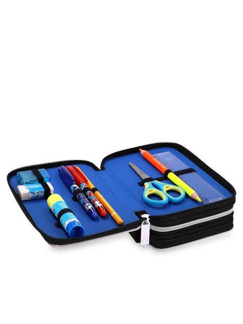 1907 3 zip pencil case with school kit Black - Cases and Accessories