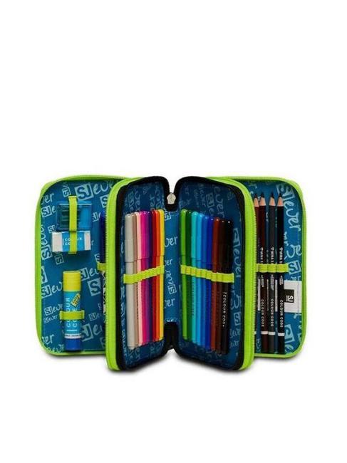EVER URBY BOY 3 zip pencil case with school kit Black - Cases and Accessories
