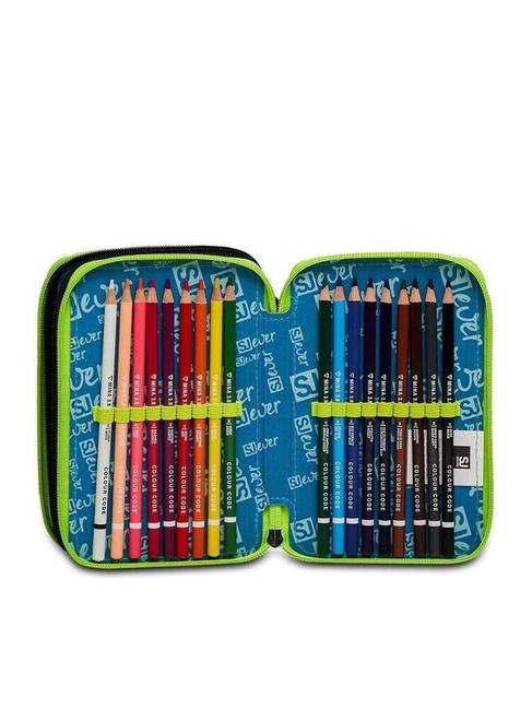EVER URBY BOY 3 zip pencil case with school kit Black - Cases and Accessories