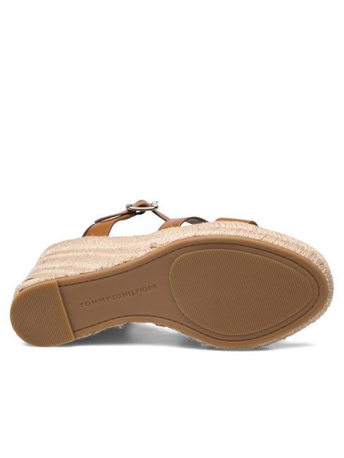 TH High leather espadrilles wedge sandals cognac brown - Women&rsquo;s shoes