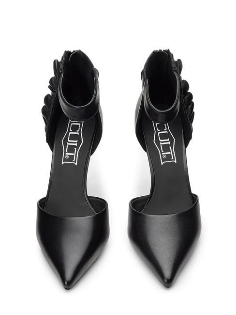 QUEEN 3956 Leather pumps with ruffles black - Women’s shoes