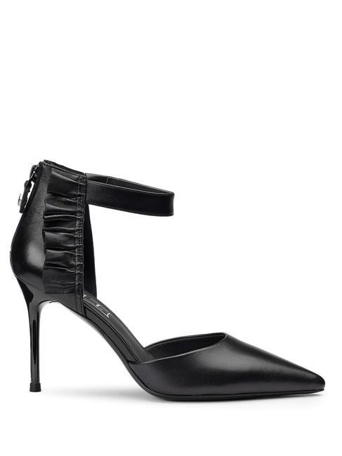 QUEEN 3956 Leather pumps with ruffles black - Women’s shoes