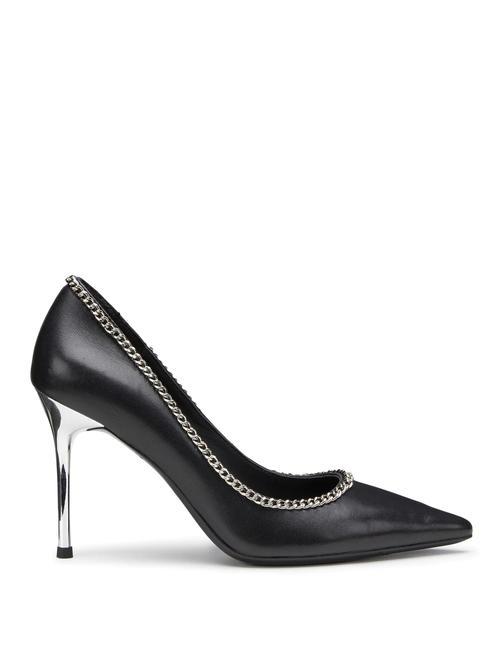 QUEEN 3878 Leather pumps with chain black - Women’s shoes