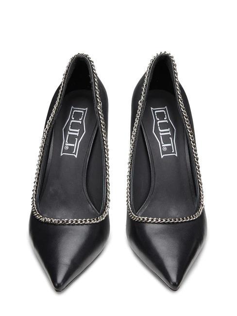 QUEEN 3878 Leather pumps with chain black - Women’s shoes