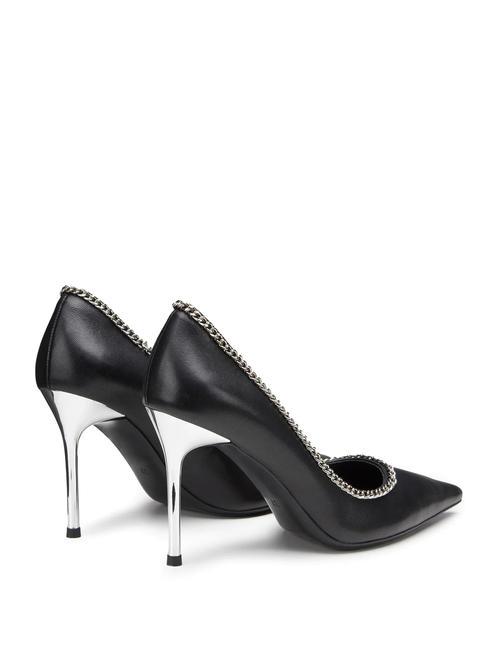 QUEEN 3878 Leather pumps with chain black - Women’s shoes