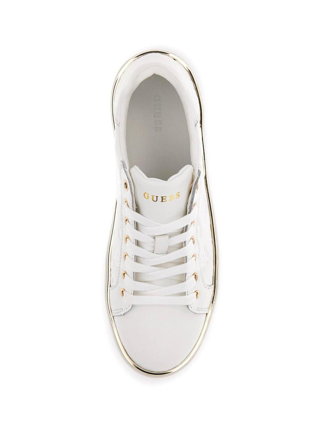 Guess white leather sneakers cheap