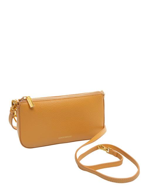 LILY Mini leather bag with chain handle apricot - Women’s Bags