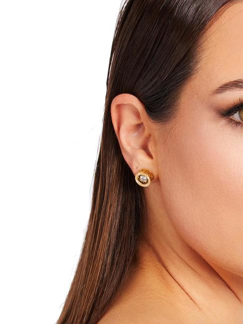 SOLITAIRE Earrings with crystals yellow gold - Earrings