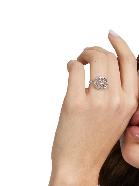 LIFE IN 4G Ring with logo and crystals SILVER - Rings