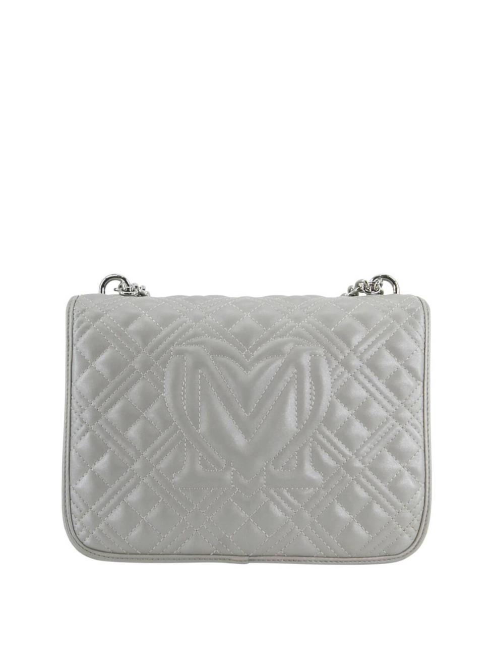 Love Moschino Quilted Shoulder Bag With Flap Rolled Silver - Buy 