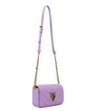 PINKO LOVE CLICK Mini leather bag purple-antique gold tulip - Women’s Bags - 2