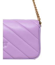 PINKO LOVE CLICK Mini leather bag purple-antique gold tulip - Women’s Bags - 3