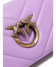 PINKO LOVE CLICK Mini leather bag purple-antique gold tulip - Women’s Bags - 4