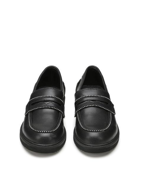 SABBATH 0064 KIDS Moccasins with rhinestone profiles black - Baby Shoes