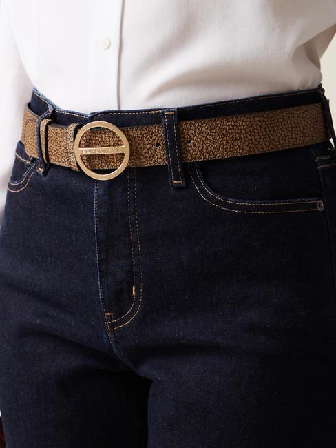 GRAFFITI Round buckle belt natural op / black - Belts