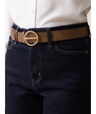 BORBONESE GRAFFITI Round buckle belt natural op / black - Belts - 3