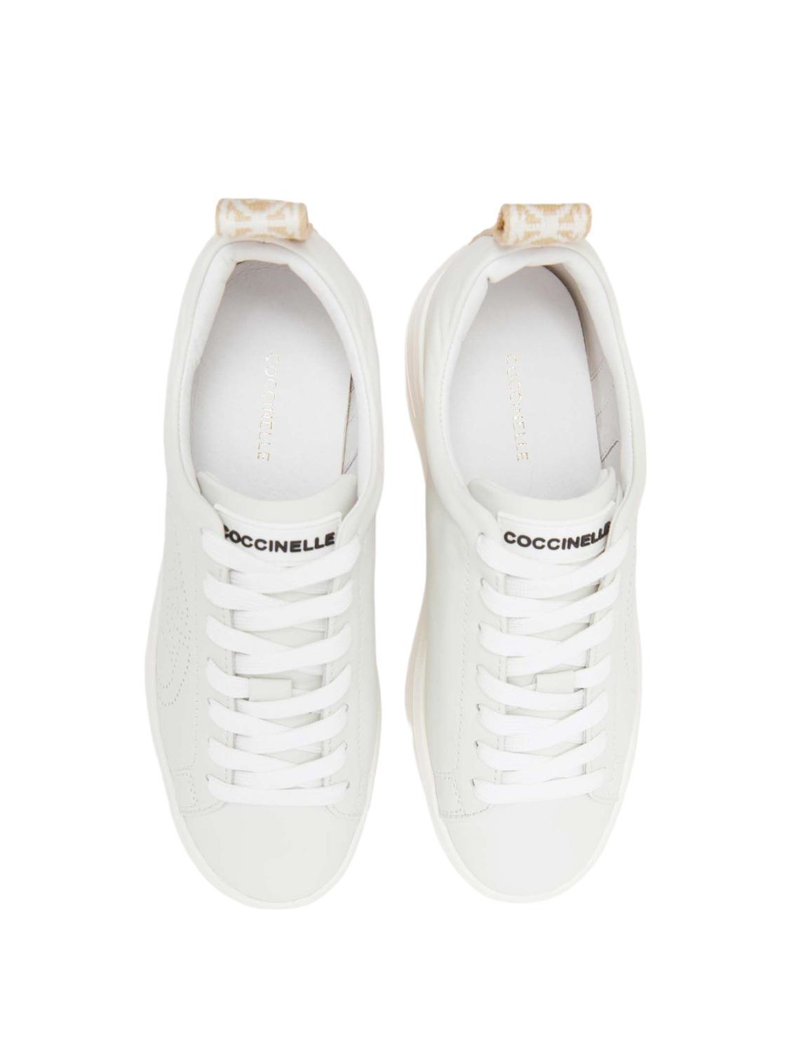 Coccinelle Monogram Perforee Leather And Jacquard Fabric Sneakers 