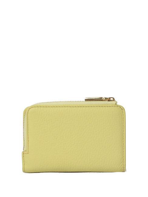METALLIC SOFT Small wallet in textured leather lime wash - Women&rsquo;s Wallets