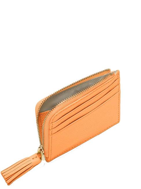 TASSEL Card holder with zip in hammered leather sunrise - Women&rsquo;s Wallets