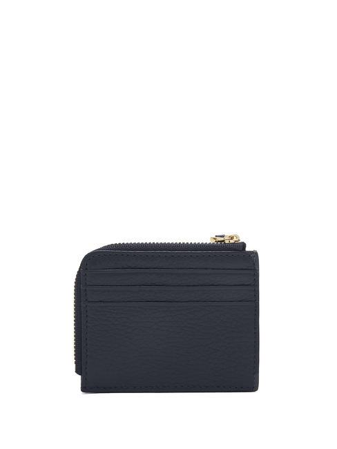 TASSEL Card holder with zip in hammered leather midnight blue - Women’s Wallets