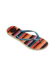 HAVAIANAS SLIM PATCHWORK Flip flops beige straw/blue - Women’s shoes - 3