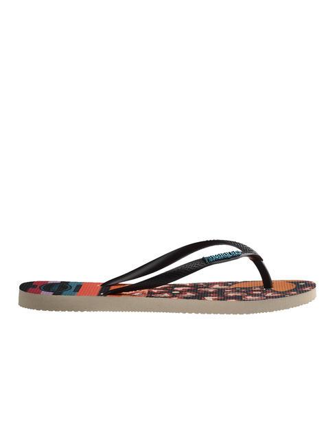 SLIM PATCHWORK Flip flops beige/black - Women’s shoes