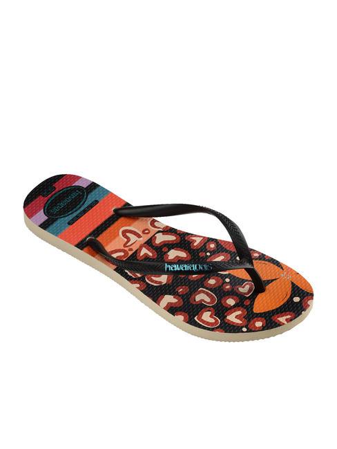 SLIM PATCHWORK Flip flops beige/black - Women’s shoes