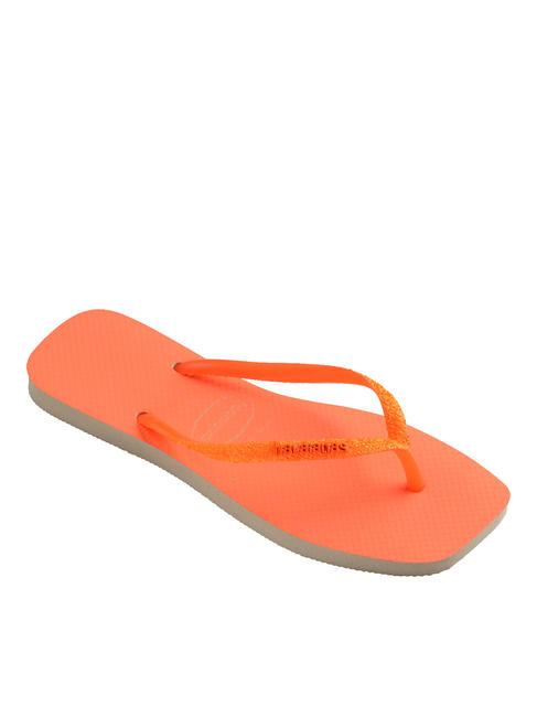 SQUARE GLITTER NEON Flip flops beige / orange - Women’s shoes