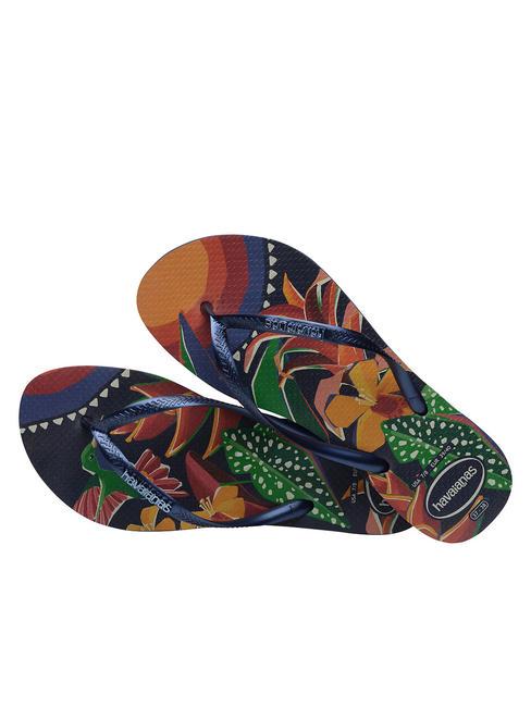  SLIM TROPICAL flip flops NAVY / BLUE / NAVY - Women’s shoes