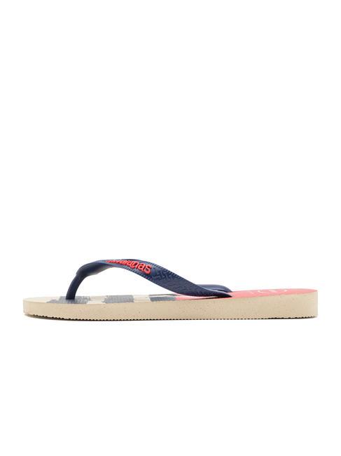 flip flops TOP NAUTICAL beige straw/navy blue/ruby red - Men’s shoes