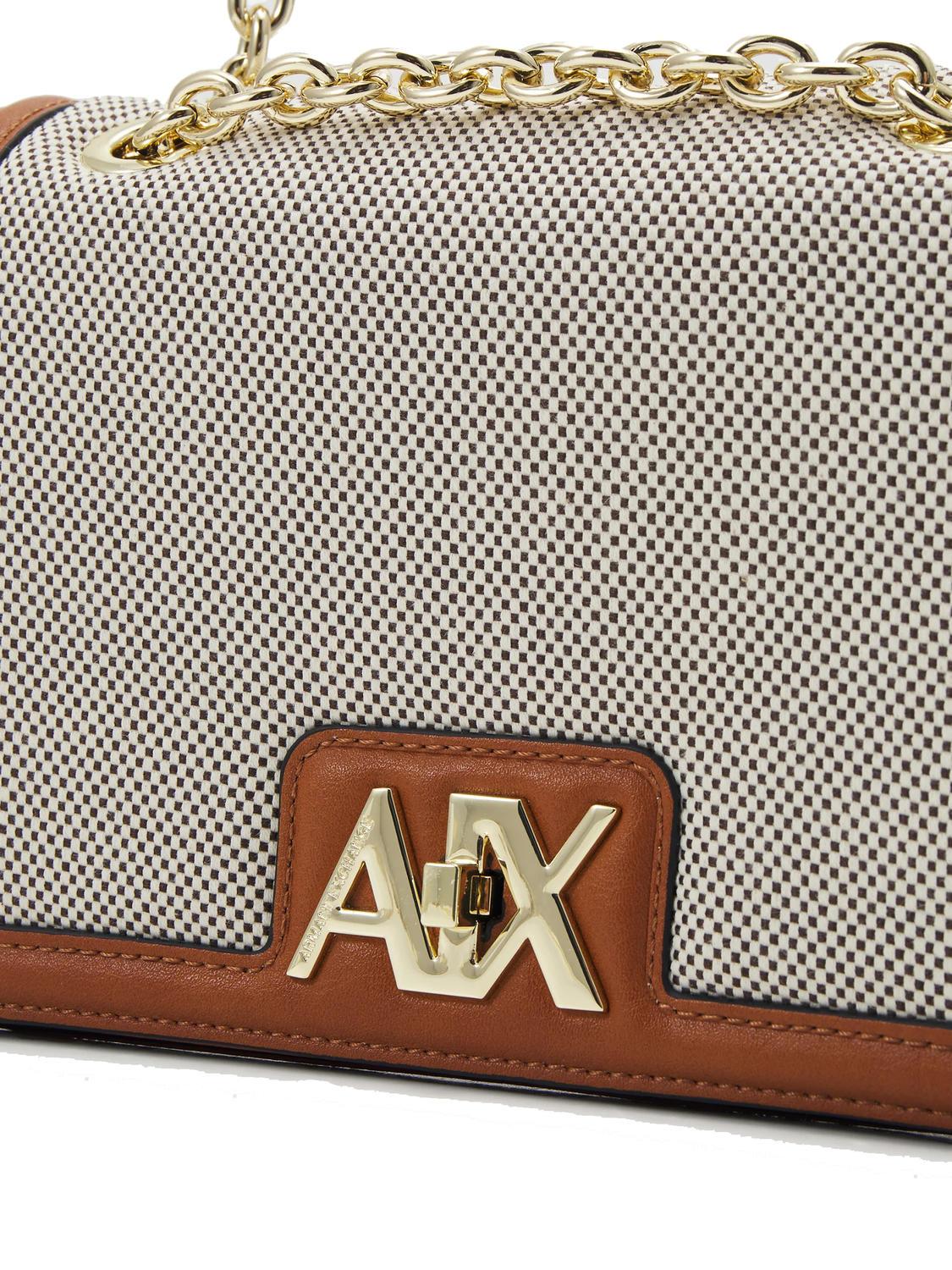 Armani Exchange A|X Canvas Convertible Chain Shoulder Bag Leather  