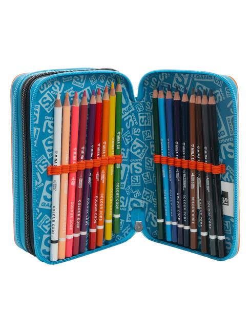 CUCCIOLI 3 zip pencil case with school kit Black - Cases and Accessories