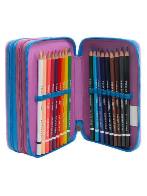 DREAMS&FLOWERS 3 zip pencil case with school kit Black - Cases and Accessories