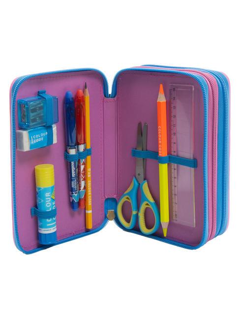 DREAMS&FLOWERS 3 zip pencil case with school kit Black - Cases and Accessories