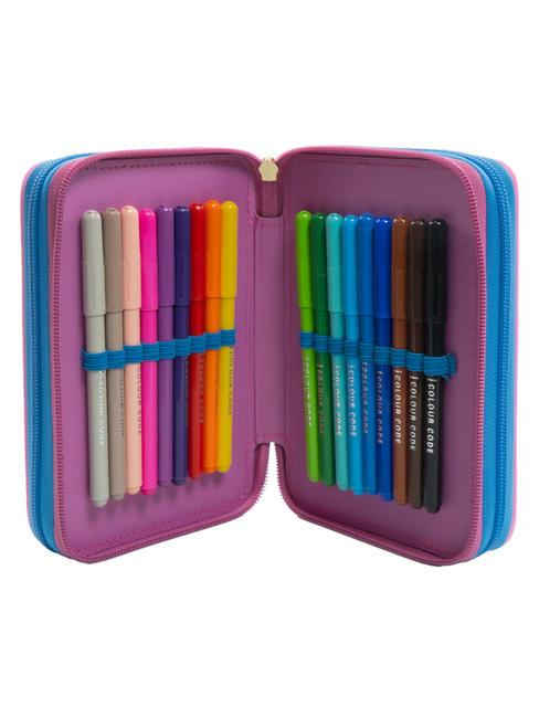 DREAMS&FLOWERS 3 zip pencil case with school kit Black - Cases and Accessories