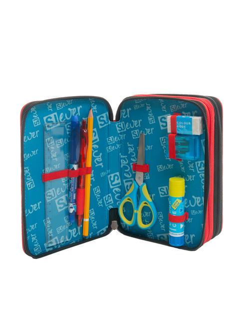 EVER 3 zip pencil case with school kit RED - Cases and Accessories
