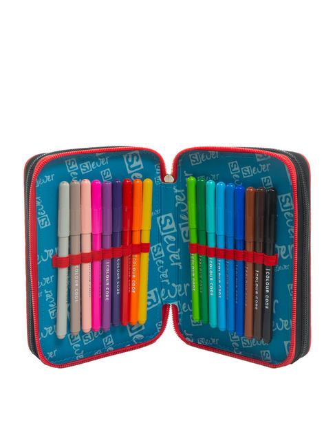 EVER 3 zip pencil case with school kit RED - Cases and Accessories