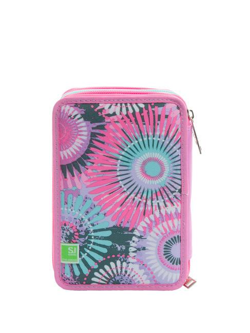 EVER 3 zip pencil case with school kit RHODAMINE RED - Cases and Accessories