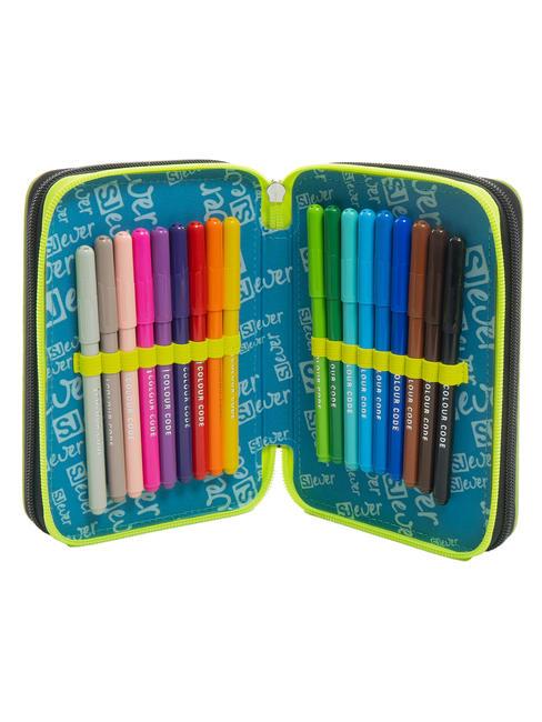 EVER 3 zip pencil case with school kit Bluedeep - Cases and Accessories