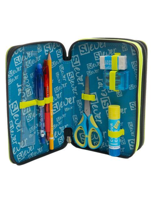 EVER 3 zip pencil case with school kit Bluedeep - Cases and Accessories
