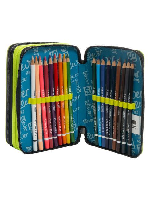 EVER 3 zip pencil case with school kit Bluedeep - Cases and Accessories