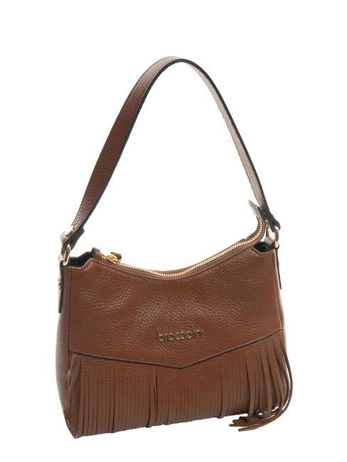 SANDRA Leather shoulder bag with fringes brown - Women’s Bags