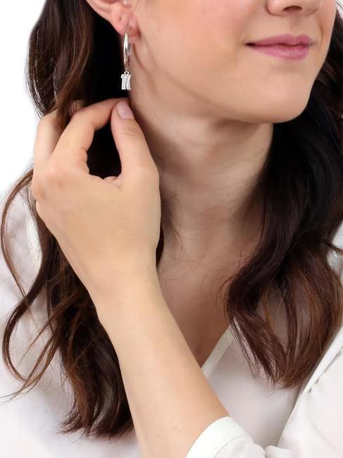 BROADWAY Circle earrings with pendant steel - Earrings