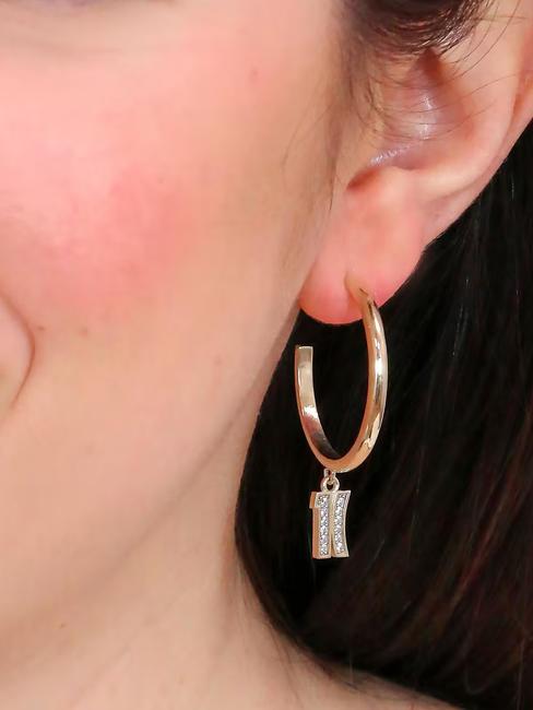 BROADWAY Circle earrings with pendant gold - Earrings