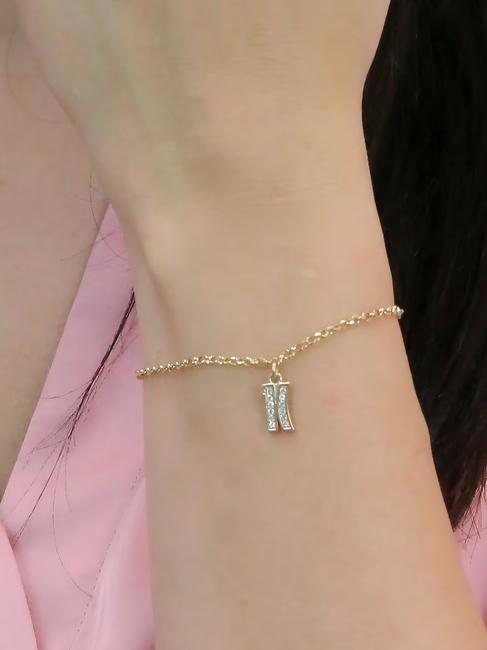 BROADWAY Bracelet with logo charm and zircons gold - Bracelets