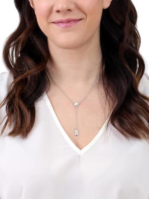 BROADWAY Necklace with logo charm and zircons steel - Necklaces