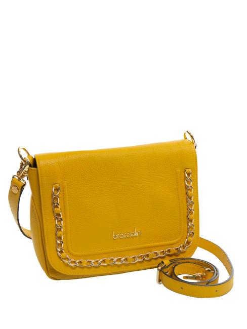 NORA Leather shoulder bag with flap yellow - Women’s Bags