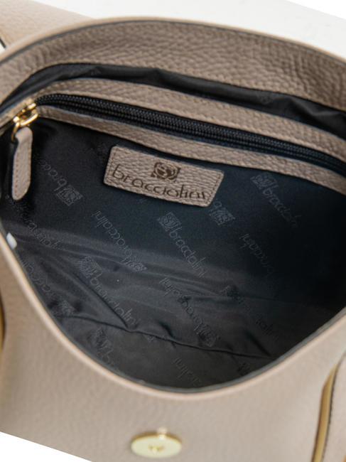 NAOMI Leather shoulder bag with flap face powder - Women’s Bags